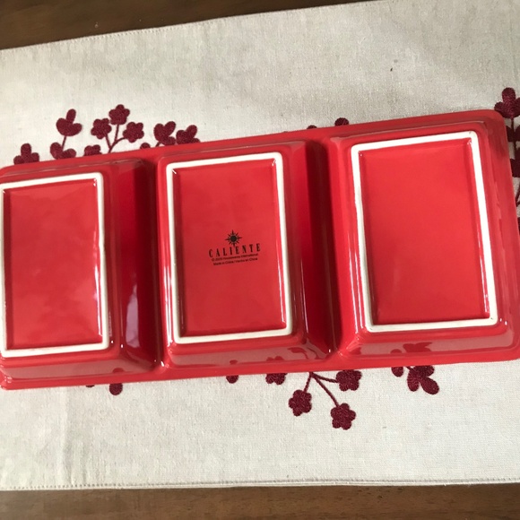 Caliente 3 Section Server with Stand Red and Bronze - Picture 2 of 5